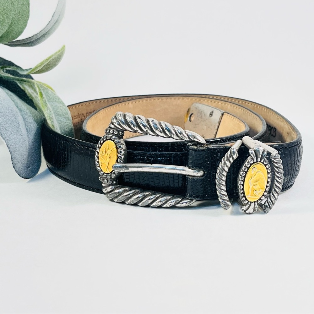 Vintage Brighton Museum Collection Coin Belt Golden Sphinx/Pegasus, Fine Leather